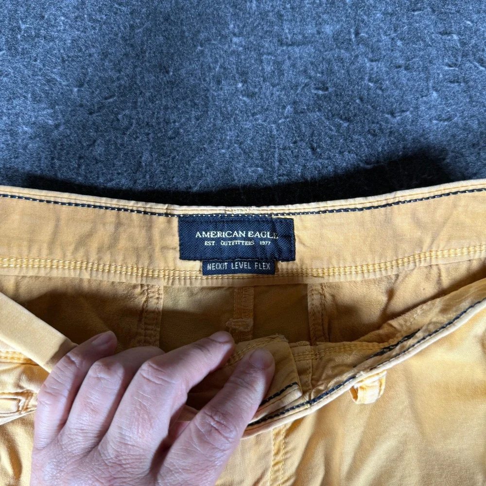 American Eagle Next Level Flex Classic Chino Shorts Yellow Mens 32